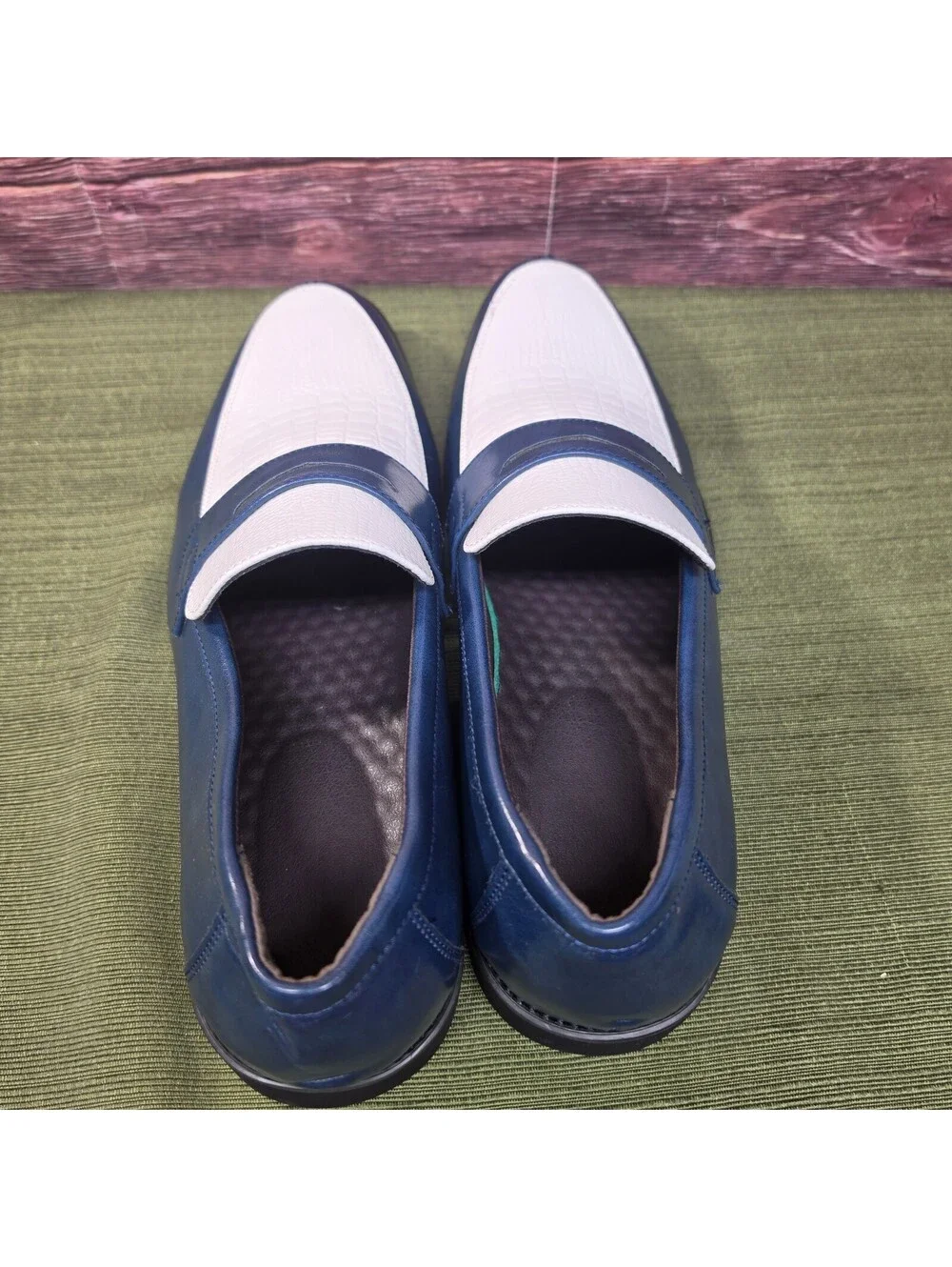 Formal Dress Slip-On Penny Loafer Blue White Two Tone EU 45 / US 11.5-12